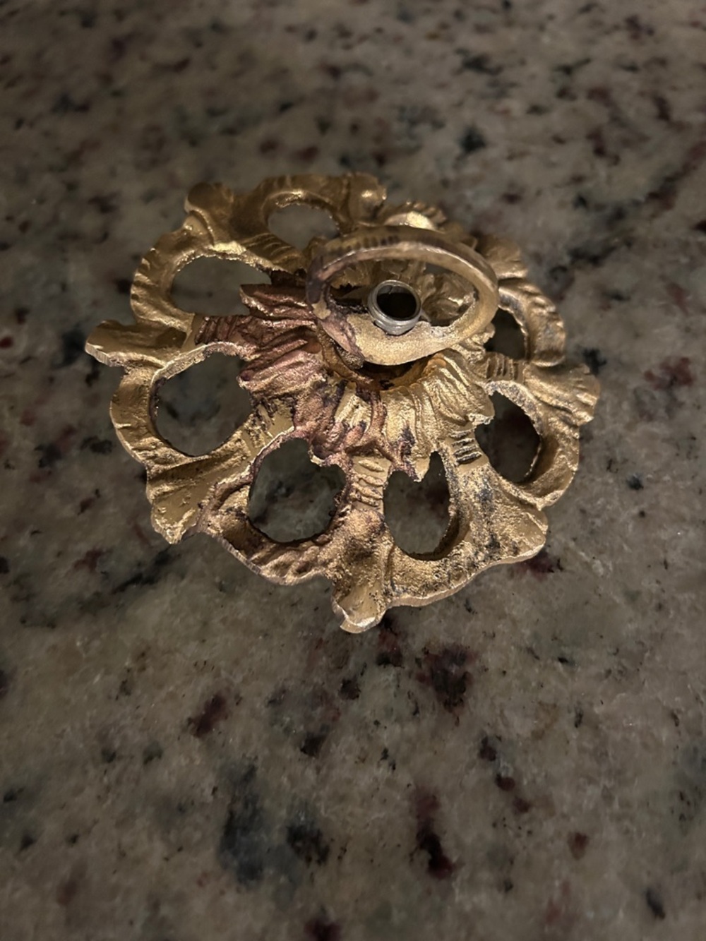 Antique French Chandelier Canopy in Aged Brass